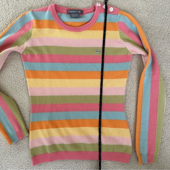 Lacoste vintage pastel striped cashmere sweater Sz 36 - Picture 7 of 7